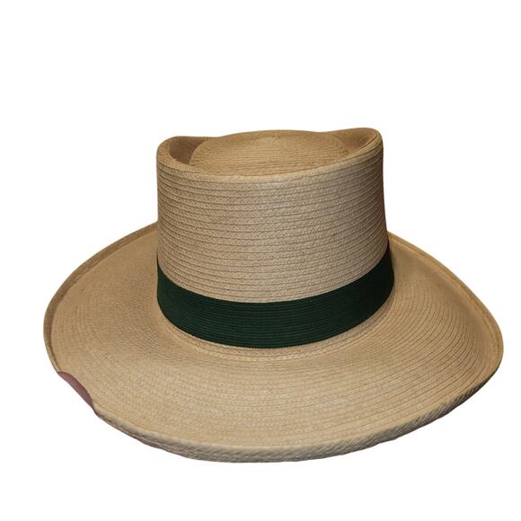 Vntg Mens Palm Leaf Hat Handcrafted Woven From Palm Leaves Maya Quiche Indians - Picture 1 of 7
